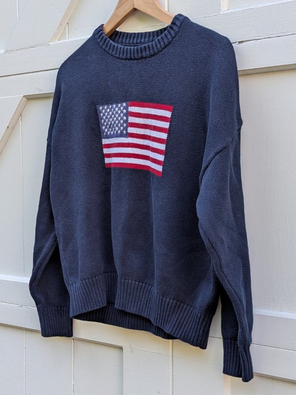 Aeropostale Navy Blue American Flag Knit Pullover Crewneck Sweater M